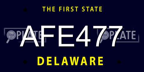 AFE477 Delaware License Plate
