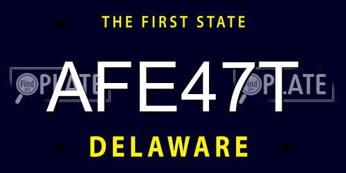 AFE47T Delaware License Plate