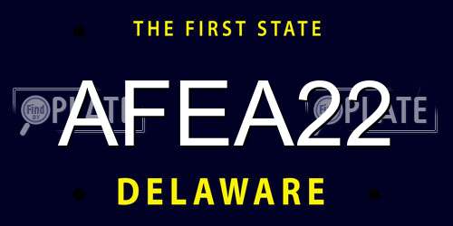 AFEA22 Delaware License Plate