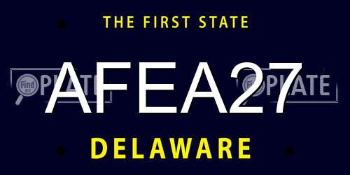 AFEA27 Delaware License Plate