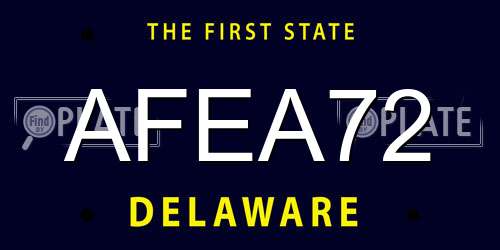 AFEA72 Delaware License Plate