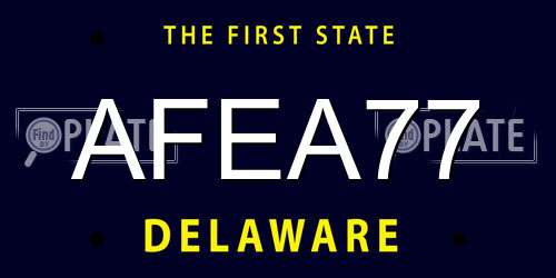 AFEA77 Delaware License Plate