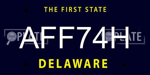 AFF74H Delaware License Plate