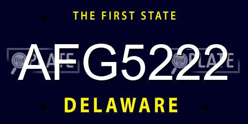AFG5222 Delaware License Plate