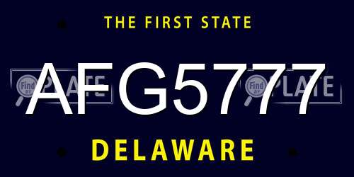 AFG5777 Delaware License Plate