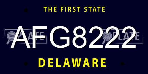 AFG8222 Delaware License Plate