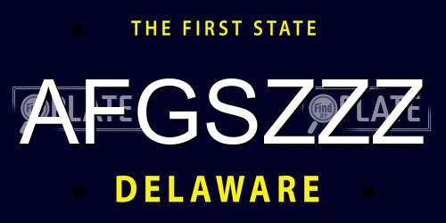 AFGSZZZ Delaware License Plate