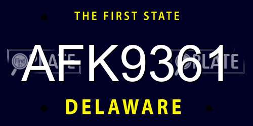 AFK9361 Delaware License Plate