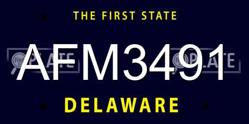 AFM3491 Delaware License Plate