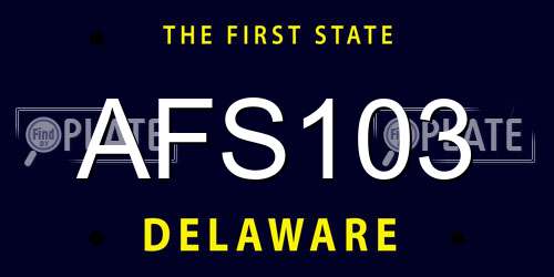 AFS103 Delaware License Plate