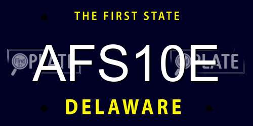 AFS10E Delaware License Plate
