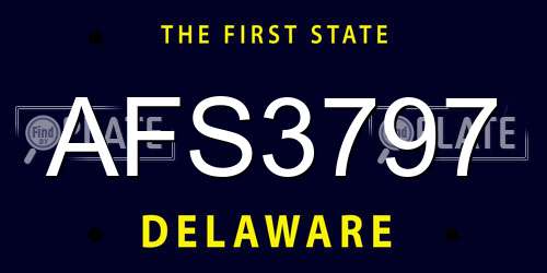 AFS3797 Delaware License Plate