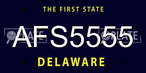 AFS5555 Delaware License Plate