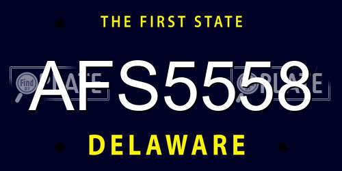 AFS5558 Delaware License Plate