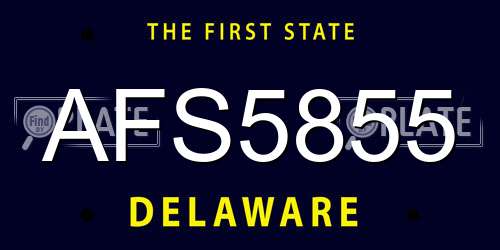 AFS5855 Delaware License Plate