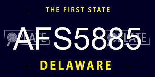 AFS5885 Delaware License Plate