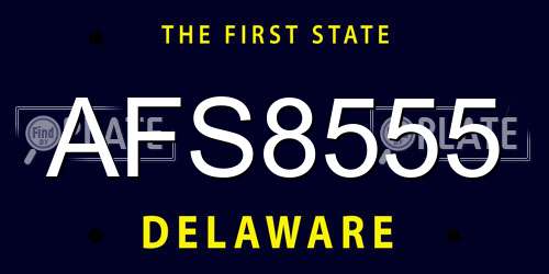 AFS8555 Delaware License Plate