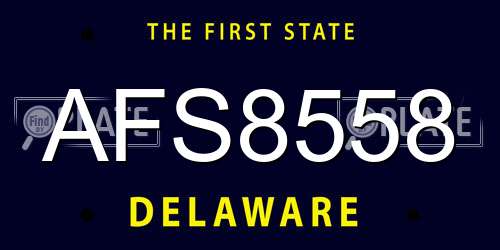 AFS8558 Delaware License Plate