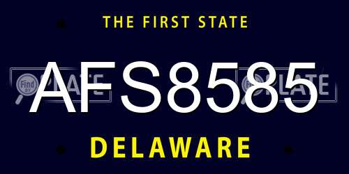 AFS8585 Delaware License Plate
