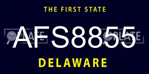 AFS8855 Delaware License Plate