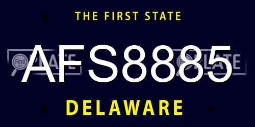 AFS8885 Delaware License Plate