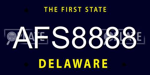 AFS8888 Delaware License Plate