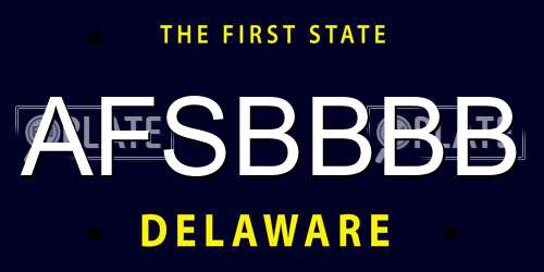 AFSBBBB Delaware License Plate