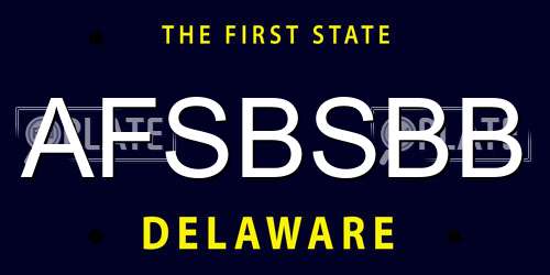 AFSBSBB Delaware License Plate