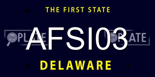 AFSI03 Delaware License Plate