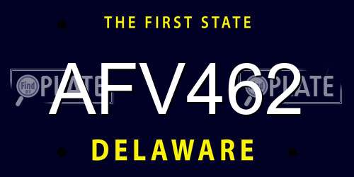 AFV462 Delaware License Plate