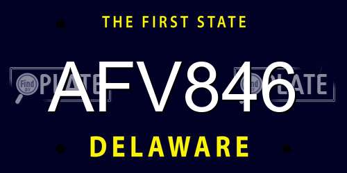 AFV846 Delaware License Plate