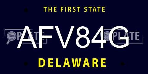 AFV84G Delaware License Plate