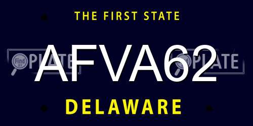 AFVA62 Delaware License Plate