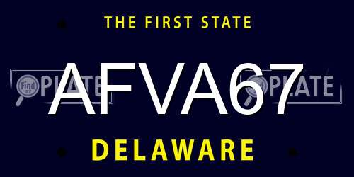 AFVA67 Delaware License Plate