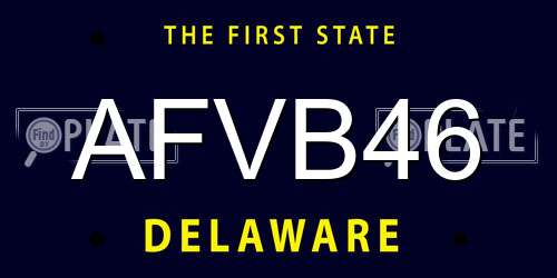 AFVB46 Delaware License Plate