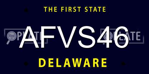 AFVS46 Delaware License Plate