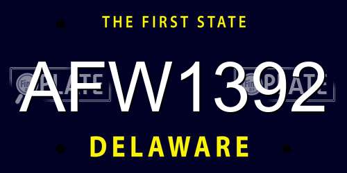 AFW1392 Delaware License Plate