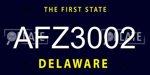 AFZ3002 Delaware License Plate