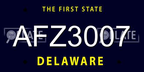 AFZ3007 Delaware License Plate