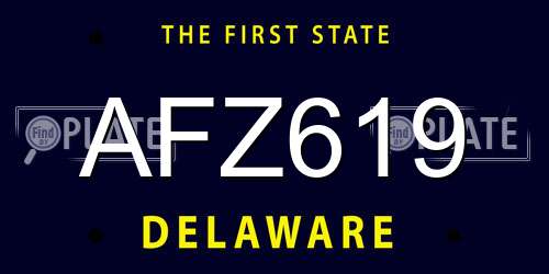AFZ619 Delaware License Plate