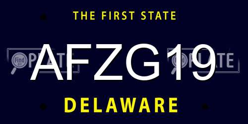 AFZG19 Delaware License Plate
