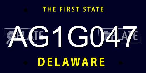 AG1G047 Delaware License Plate