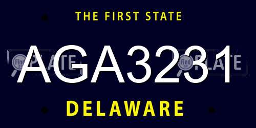 AGA3231 Delaware License Plate