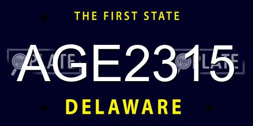 AGE2315 Delaware License Plate