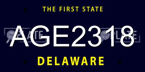 AGE2318 Delaware License Plate