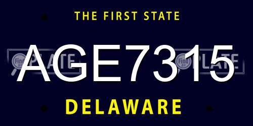 AGE7315 Delaware License Plate