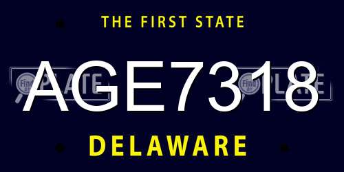 AGE7318 Delaware License Plate