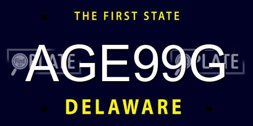 AGE99G Delaware License Plate