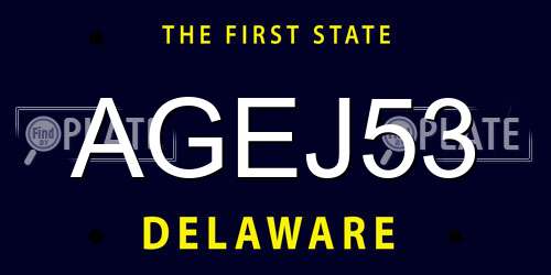 AGEJ53 Delaware License Plate