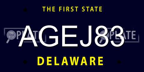 AGEJ83 Delaware License Plate